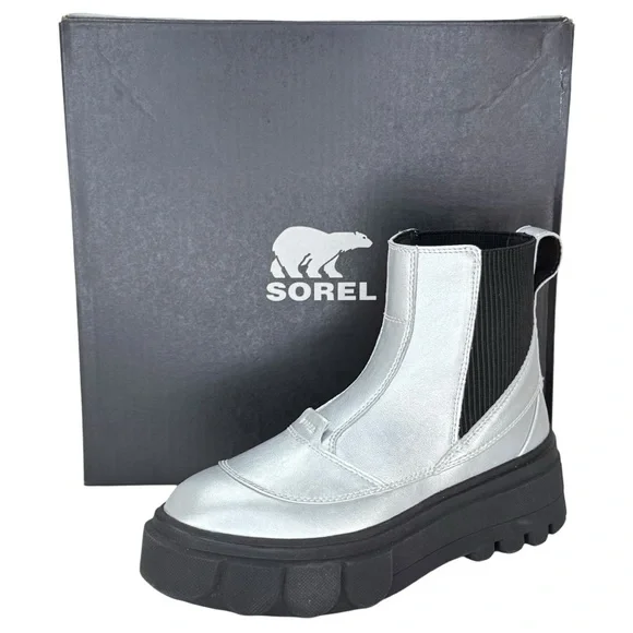 Sorel Caribou X Silver Leather Waterproof Womens Chelsea Boots Size 8M - Picture 14 of 14